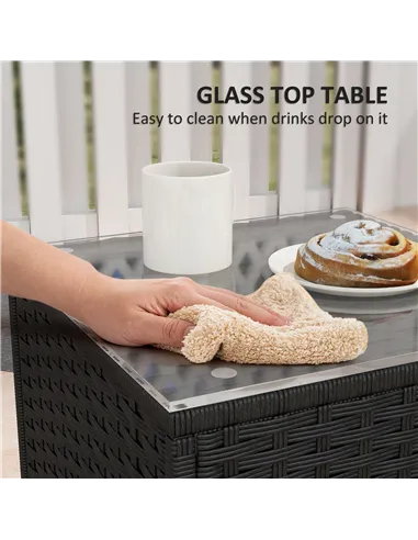 Outsunny Three-Piece Rocking Chair Rattan Bistro Set - Black