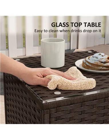 Outsunny Three-Piece Rocking Chair Rattan Bistro Set - Brown