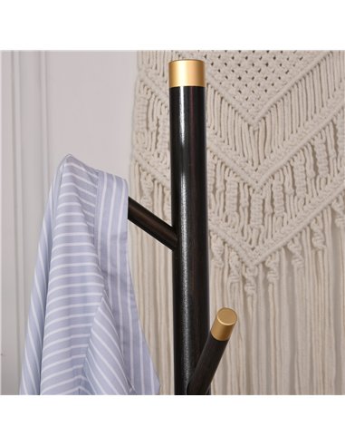 HOMCOM Vintage Coat Rack Stand Freestanding Hall Tree with 6 Hooks Bamboo Frame for Entryway Hallway Bedroom Walnut