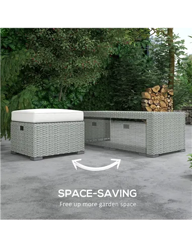 Outsunny Six-piece Outdoor Rattan Dining Set, Outdoor Sofa Set with Reclining Armchairs and Mental Frame, Grey