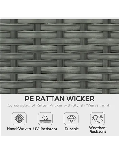 Outsunny Six-piece Outdoor Rattan Dining Set, Outdoor Sofa Set with Reclining Armchairs and Mental Frame, Grey