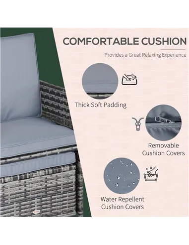 Outsunny 10 Seater Rattan Cube Garden Furniture Set with Parasol Hole, Rattan Dining Set with Cushions, Outdoor Dining Table and