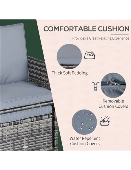 Outsunny 10 Seater Rattan Cube Garden Furniture Set with Parasol Hole, Rattan Dining Set with Cushions, Outdoor Dining Table and