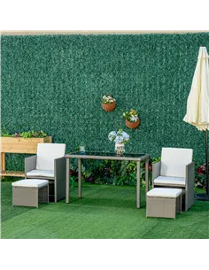 Outsunny 2 Seater Rattan Cube Garden Furniture Set, Rattan Dining Set with Cushions, Outdoor Dining Table and Chairs with 2 Armc 2