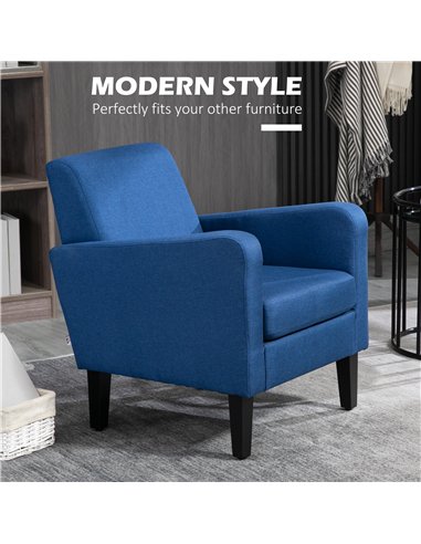 HOMCOM Linen-Look Boxy Armchair - Blue