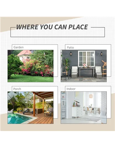 Outsunny 2 Seater Rattan Cube Garden Furniture Set, Rattan Dining Set with Cushions, Outdoor Dining Table and Chairs with 2 Armc