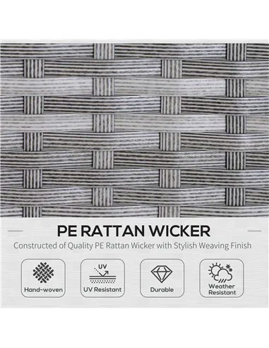 Outsunny 6-Seater Rattan Dining Set Sofa Table Footstool Outdoor w/ Cushion Garden Furniture