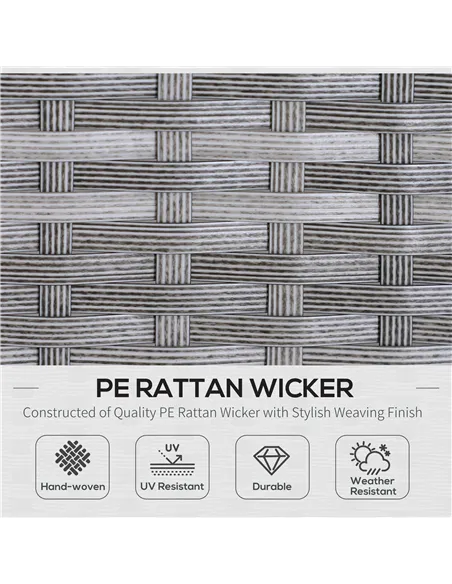 Outsunny 6-Seater Rattan Dining Set Sofa Table Footstool Outdoor w/ Cushion Garden Furniture