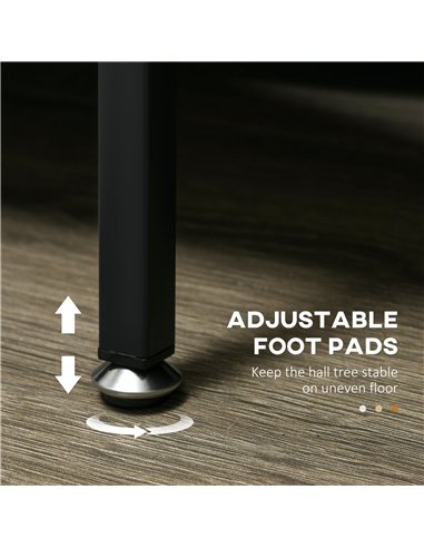 HOMCOM Clothes Rail, Metal Clothes Rack with Shoe Rack, 5 Tier Storage Shelves, 5 Side Hooks, Coat Stand for Bedroom, Living Roo