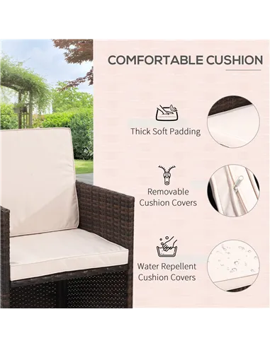 Outsunny 8 Seater Rattan Cube Garden Furniture Set, Rattan Dining Set with Cushions, Outdoor Dining Table and Chairs with 4 Armc