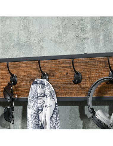 HOMCOM Clothes Rail, Metal Clothes Rack with Shoe Rack, 5 Tier Storage Shelves, 5 Side Hooks, Coat Stand for Bedroom, Living Roo