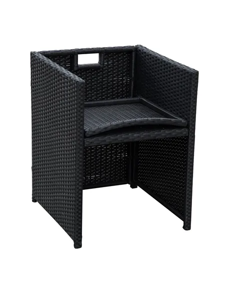 Outsunny 2 Seater Rattan Cube Garden Furniture Set, Rattan Dining Set with Cushions, Outdoor Dining Table and Chairs with 2 Armc