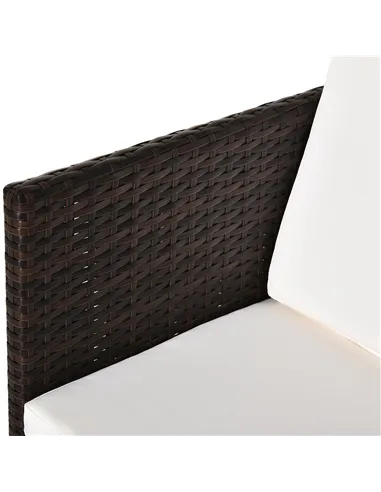 Outsunny 2 Seater Rattan Cube Garden Furniture Set, Rattan Dining Set with Cushions, Outdoor Dining Table and Chairs with 2 Armc