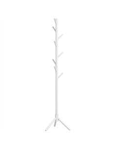 HOMCOM Eight-Hook Wooden Coat Rack - White