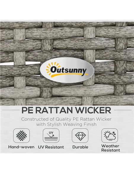 Outsunny 6 Pieces PE Rattan Garden Furniture Set with Three-seat, Armchairs and Footstools, Aluminium Patio Wicker Dining Sets w