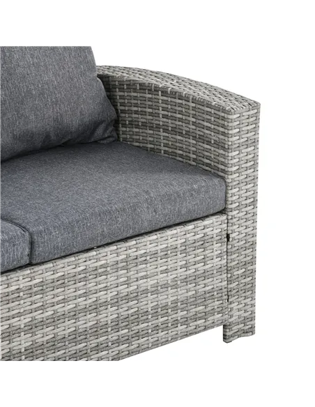 Outsunny 6 Pieces PE Rattan Garden Furniture Set with Three-seat, Armchairs and Footstools, Aluminium Patio Wicker Dining Sets w