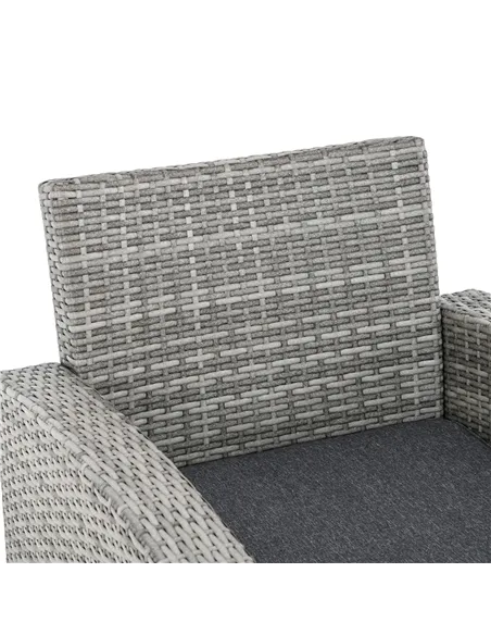 Outsunny 6 Pieces PE Rattan Garden Furniture Set with Three-seat, Armchairs and Footstools, Aluminium Patio Wicker Dining Sets w