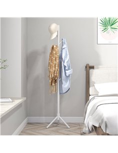 HOMCOM Eight-Hook Wooden Coat Rack - White 2