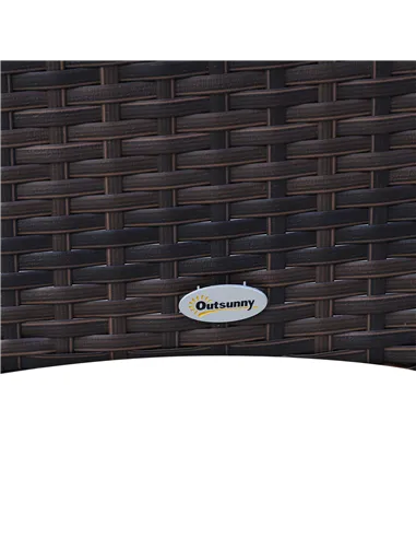 Outsunny 6 Seater Rattan Dining Set with Cushions, Rattan Garden Furniture Set with 6 Armchairs, Rectangular Glass Top Table, Ou