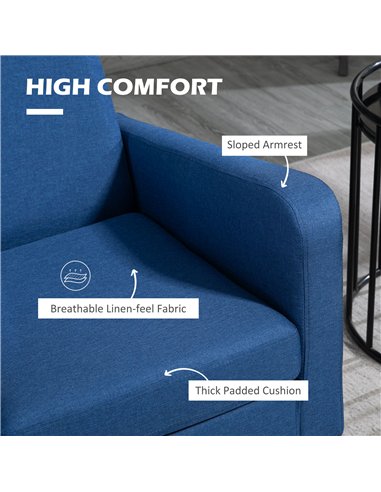 HOMCOM Linen-Look Boxy Armchair - Blue