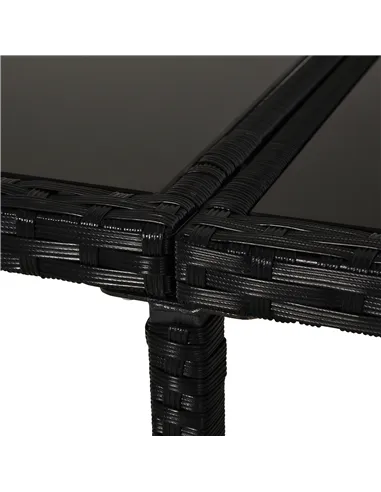 Outsunny Rattan Dining Set Garden Furniture Patio set 11 PC with Cushion Black /Milk White