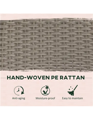 Outsunny 4 Seater Rattan Garden Furniture Set with Cushions, Round PE Rattan Dining Set with Glass-Top Table, Umbrella Hole, Out