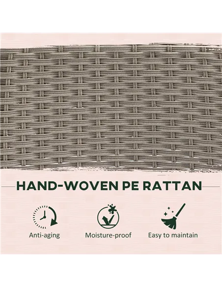 Outsunny 4 Seater Rattan Garden Furniture Set with Cushions, Round PE Rattan Dining Set with Glass-Top Table, Umbrella Hole, Out