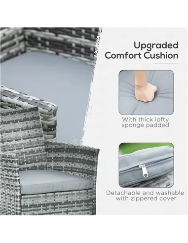 Outsunny 7-Piece Rattan Garden Furniture Set with Cushions, 6 Seater Garden Table and Chairs, Rattan Dining Set with 6 Armchairs