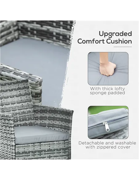 Outsunny 7-Piece Rattan Garden Furniture Set with Cushions, 6 Seater Garden Table and Chairs, Rattan Dining Set with 6 Armchairs