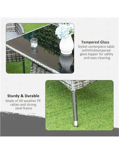 Outsunny 7-Piece Rattan Garden Furniture Set with Cushions, 6 Seater Garden Table and Chairs, Rattan Dining Set with 6 Armchairs