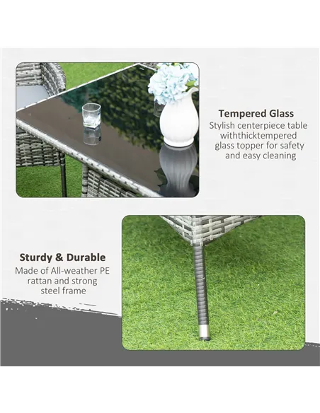 Outsunny 7-Piece Rattan Garden Furniture Set with Cushions, 6 Seater Garden Table and Chairs, Rattan Dining Set with 6 Armchairs