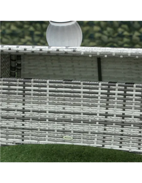 Outsunny 7-Piece Rattan Garden Furniture Set with Cushions, 6 Seater Garden Table and Chairs, Rattan Dining Set with 6 Armchairs