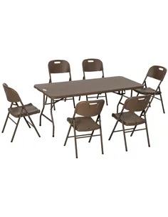 Outsunny 6 Seater Garden Dining Set, Rattan-Style HDPE Garden Furniture Set, Outdoor Dining Table and Chairs with 6 Armchairs an