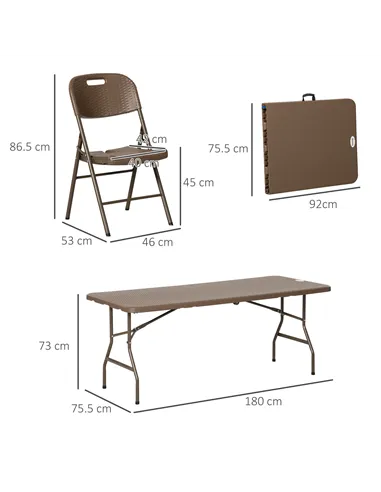 Outsunny 6 Seater Garden Dining Set, Rattan-Style HDPE Garden Furniture Set, Outdoor Dining Table and Chairs with 6 Armchairs an