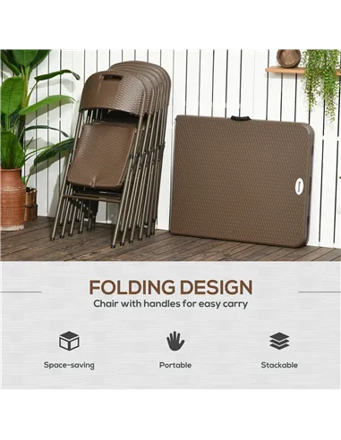 Outsunny 6 Seater Garden Dining Set, Rattan-Style HDPE Garden Furniture Set, Outdoor Dining Table and Chairs with 6 Armchairs an