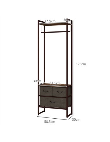 HOMCOM Compact Clothes Rail, with Drawers and Shelf