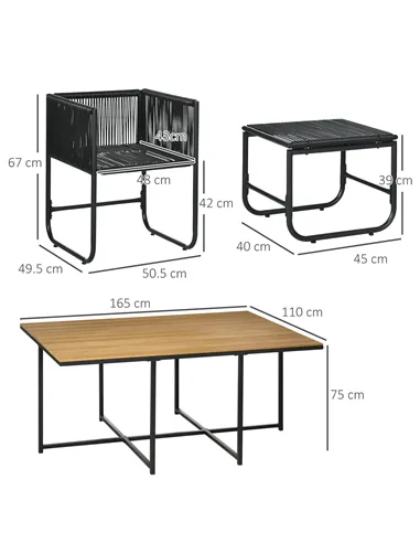 Outsunny 10 Seater Rattan Cube Garden Furniture Set, Rattan Dining Set with Cushions, Outdoor Dining Table and Chairs with 6 Arm