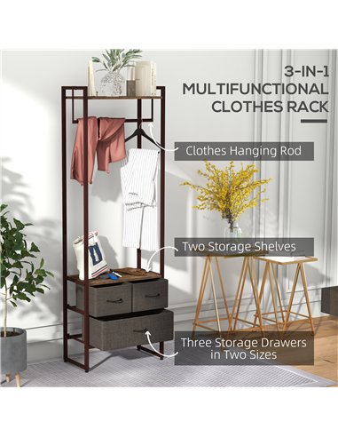 HOMCOM Compact Clothes Rail, with Drawers and Shelf