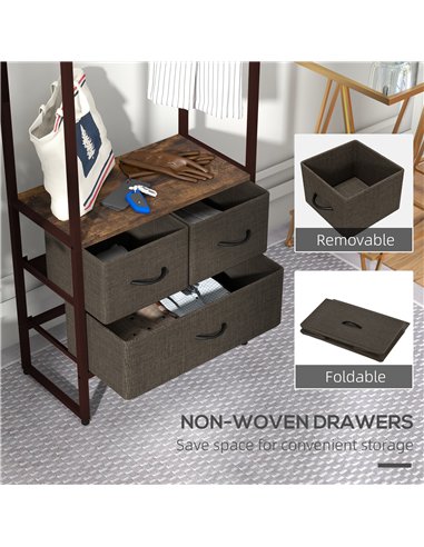 HOMCOM Compact Clothes Rail, with Drawers and Shelf