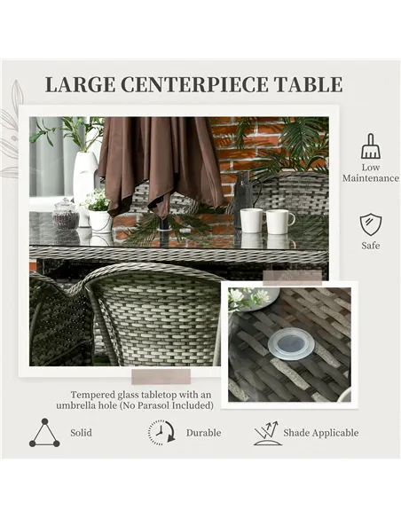 Outsunny Seven-Piece Rattan Dining Set - Grey