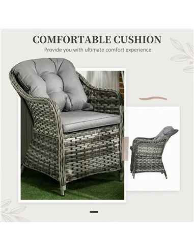 Outsunny Seven-Piece Rattan Dining Set - Grey