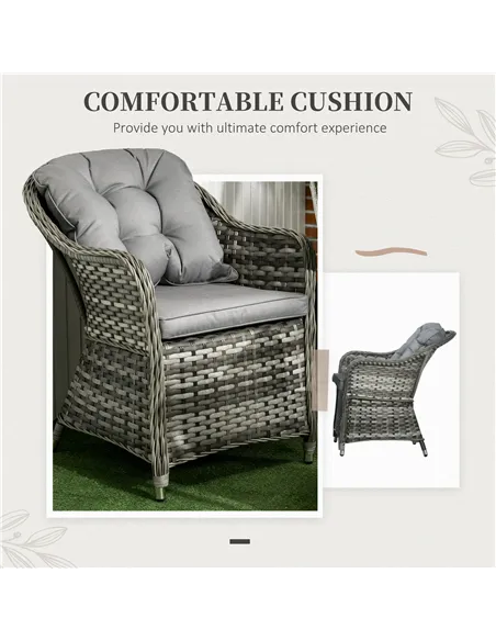 Outsunny Seven-Piece Rattan Dining Set - Grey