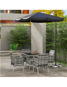 Outsunny Five-Pieces Rattan Dining Set - Mixed Grey 2