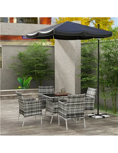 Outsunny Five-Pieces Rattan Dining Set - Mixed Grey