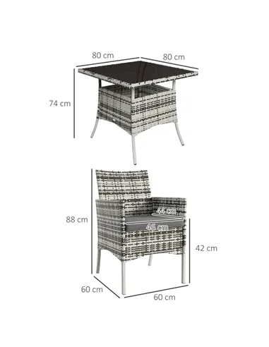 Outsunny Five-Pieces Rattan Dining Set - Mixed Grey
