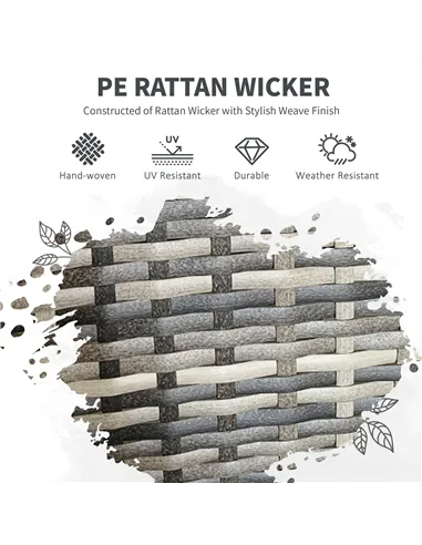 Outsunny Five-Pieces Rattan Dining Set - Mixed Grey