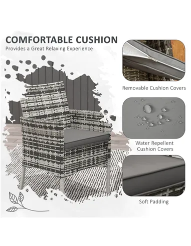 Outsunny Five-Pieces Rattan Dining Set - Mixed Grey