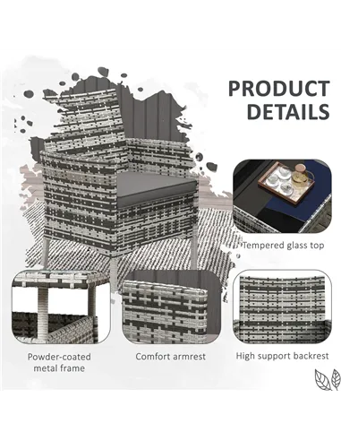 Outsunny Five-Pieces Rattan Dining Set - Mixed Grey