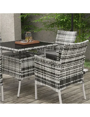 Outsunny Five-Pieces Rattan Dining Set - Mixed Grey