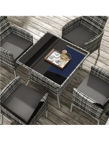 Outsunny Five-Pieces Rattan Dining Set - Mixed Grey